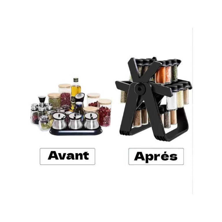 Kifaya - Support à épices rotatif à 18 boites