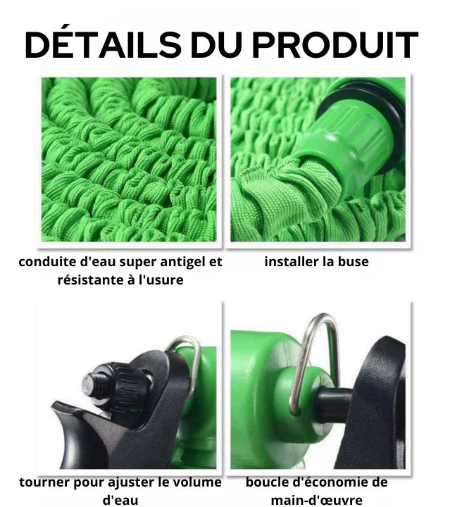 Kifaya - Tuyau Magique Extensible 30M avec Pistolet Multifonction